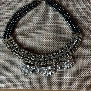 Neiman Marcus Black and Silver Crystal Necklace